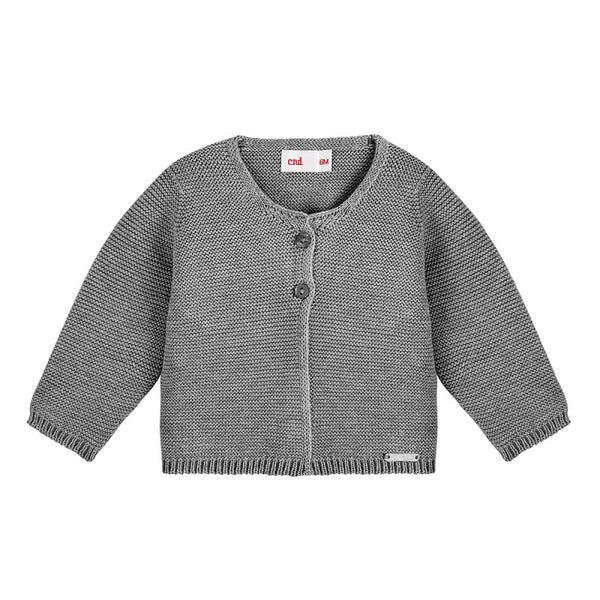 Chaqueta Larga Punto Gris Claro